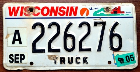 Wisconsin 2005 - tablica z USA