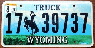 Wyoming 2016 - tablica z USA