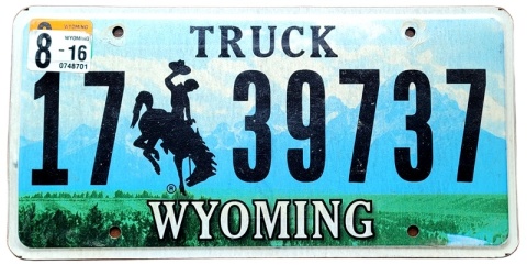 Wyoming 2016 - tablica z USA