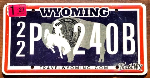 Wyoming - sticker do 2027 - tablica z USA