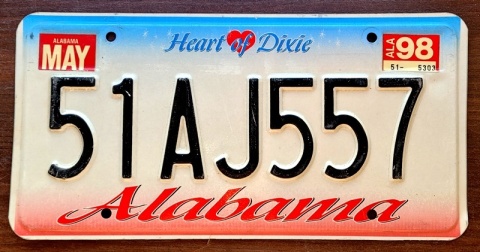 Alabama 1998 - tablica z USA