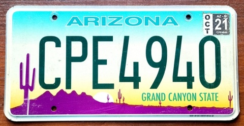 Arizona 2021 - tablica z USA