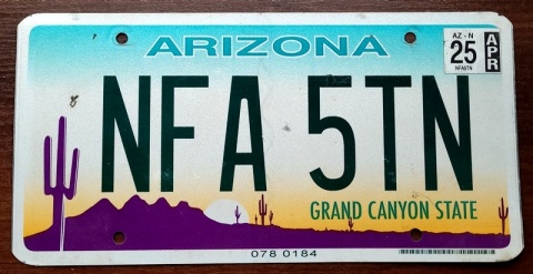 Arizona 2025 - tablica z USA