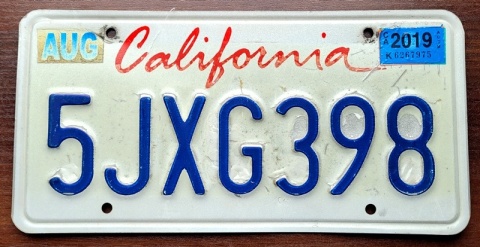 California 2019 - tablica z USA