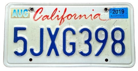 California 2019 - tablica z USA