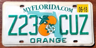 Florida 2018 - tablica z USA