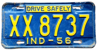 Indiana 1956 - tablica z USA