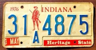 Indiana 1976 - tablica z USA