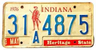 Indiana 1976 - tablica z USA