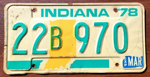 Indiana 1978 - tablica z USA