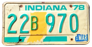 Indiana 1978 - tablica z USA