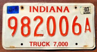 Indiana 2003 - tablica z USA
