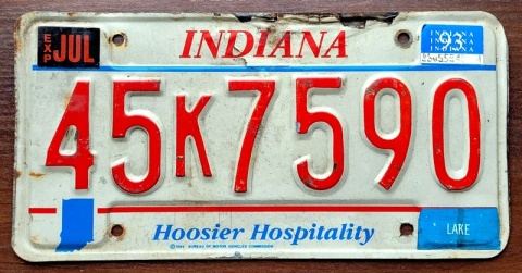 Indiana 1993 - tablica z USA