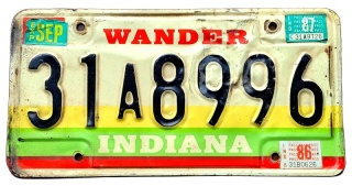 Indiana 1987 - tablica z USA