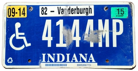Indiana 2015 - tablica z USA