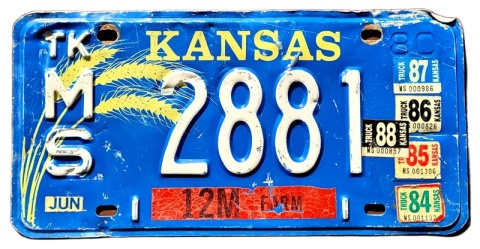 Kansas 1980/88 - tablica z USA