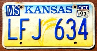 Kansas 2001 - tablica z USA
