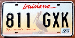 Louisiana 2026 - tablica z USA