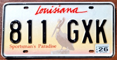Louisiana 2026 - tablica z USA
