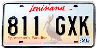 Louisiana 2026 - tablica z USA