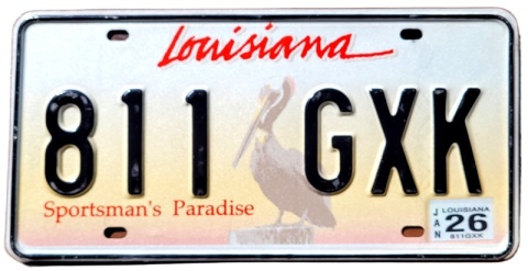 Louisiana 2026 - tablica z USA