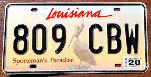 Louisiana 2020 - tablica z USA