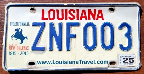 Louisiana 2025 - tablica z USA