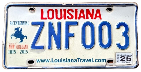 Louisiana 2025 - tablica z USA