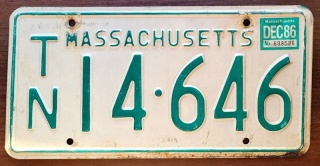 Massachusetts 1986 - tablica z USA