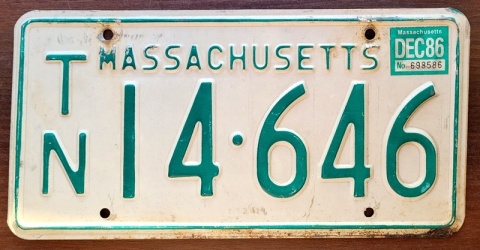 Massachusetts 1986 - tablica z USA