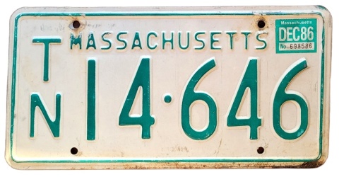 Massachusetts 1986 - tablica z USA