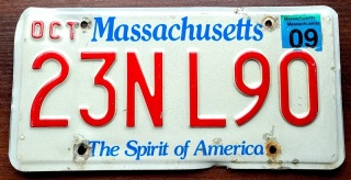 Massachusetts 2009 - tablica z USA