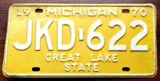 Michigan 1970 - tablica z USA