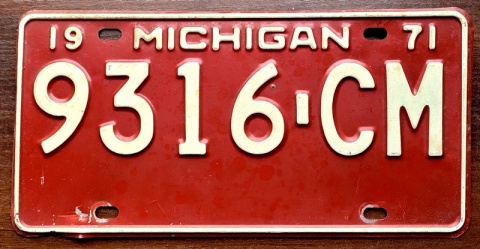Michigan 1971 - tablica z USA