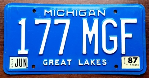 Michigan 1987 - tablica z USA