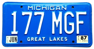 Michigan 1987 - tablica z USA
