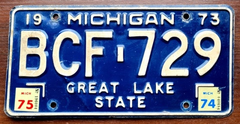 Michigan 1973/75 - tablica z USA
