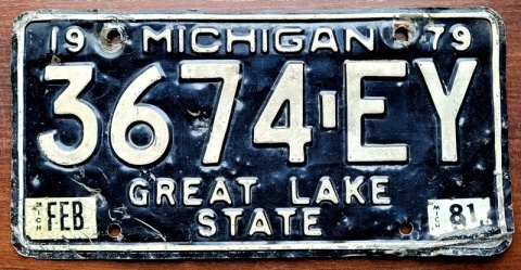 Michigan 1979/81 - tablica z USA