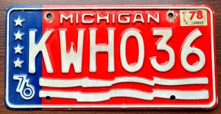 Michigan 1976/78 - tablica z USA