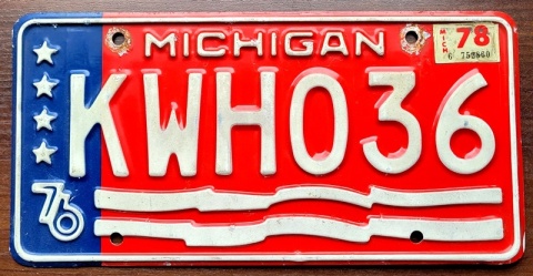 Michigan 1976/78 - tablica z USA