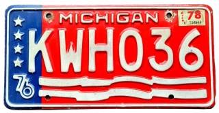 Michigan 1976/78 - tablica z USA