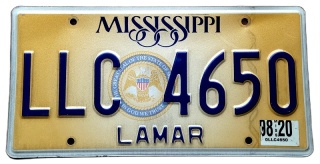 Mississippi 2020 - tablica z USA