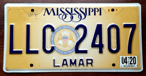 Mississippi 2020 - tablica z USA