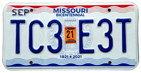 Missouri 2021 - tablica z USA