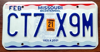 Missouri 2021 - tablica z USA