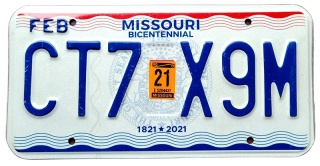 Missouri 2021 - tablica z USA