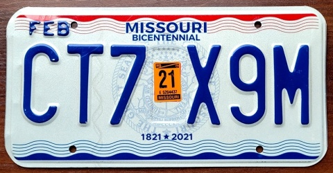 Missouri 2021 - tablica z USA