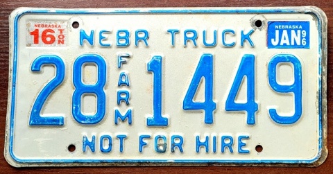 Nebraska 1996 - tablica z USA