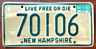 New Hampshire 1980 - tablica z USA