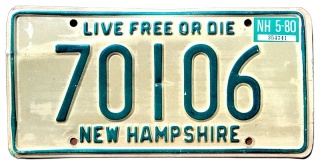 New Hampshire 1980 - tablica z USA